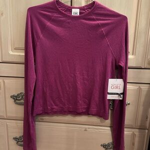 Athleta Girl Shimmer Magenta Long-Sleeve Sparkle Top Girls XXL 16